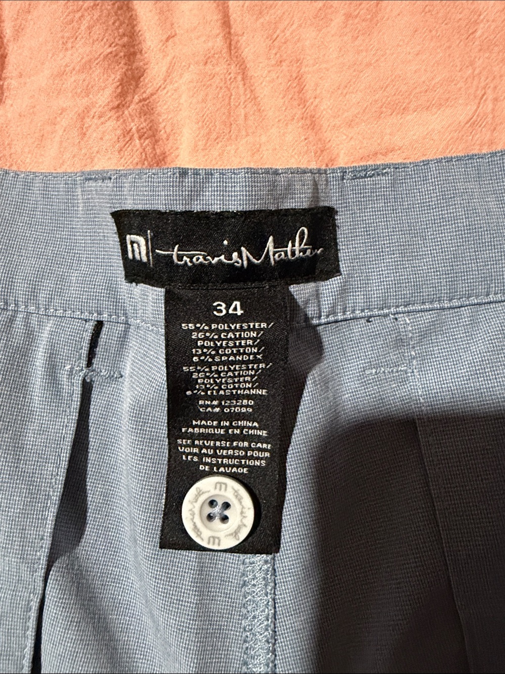 Travis Mathew Light Blue Flat-Front Casual Shorts - Picture 2 of 3